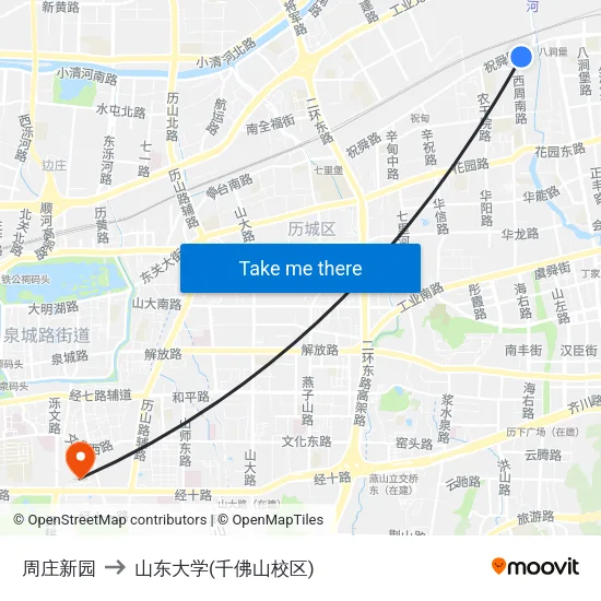 周庄新园 to 山东大学(千佛山校区) map