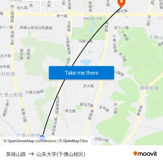 英雄山路 to 山东大学(千佛山校区) map