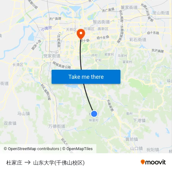 杜家庄 to 山东大学(千佛山校区) map
