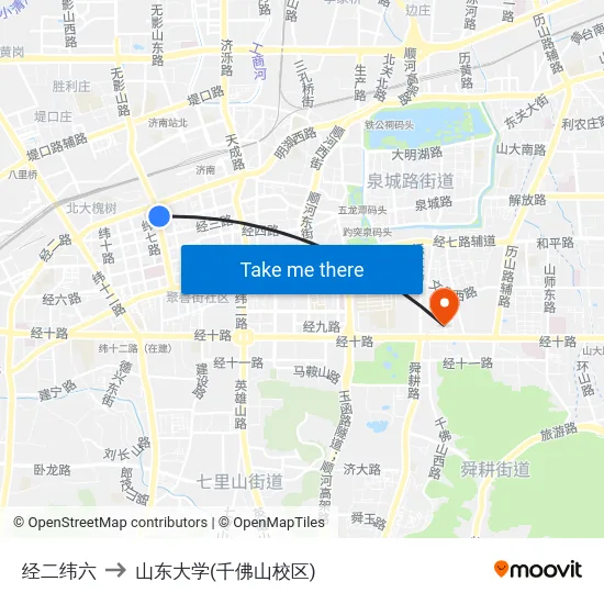 经二纬六 to 山东大学(千佛山校区) map