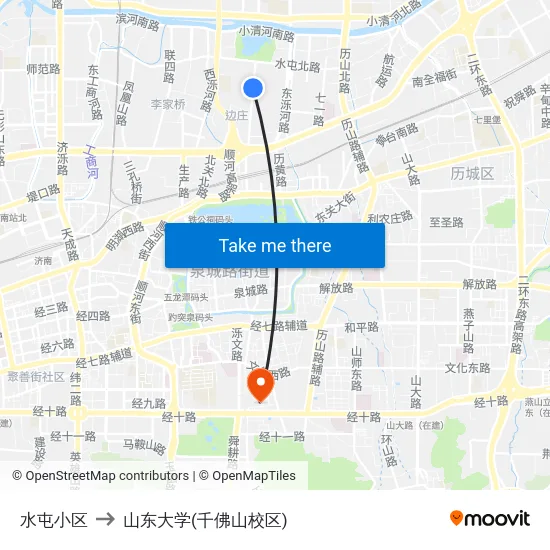 水屯小区 to 山东大学(千佛山校区) map