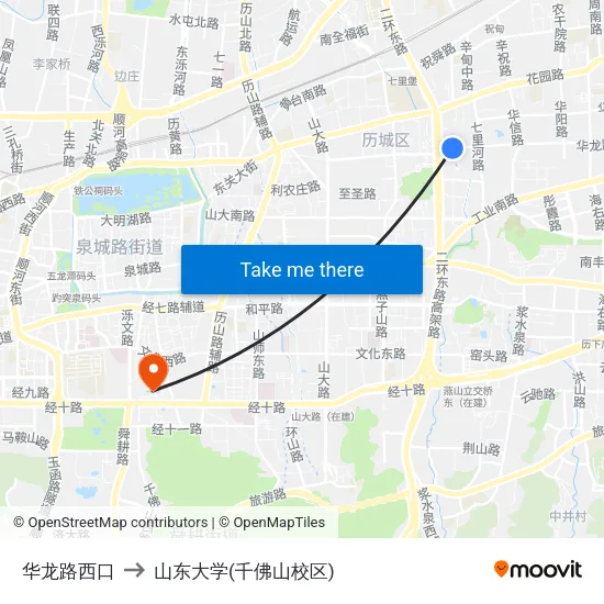华龙路西口 to 山东大学(千佛山校区) map