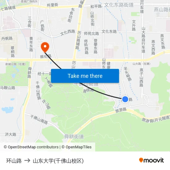 环山路 to 山东大学(千佛山校区) map