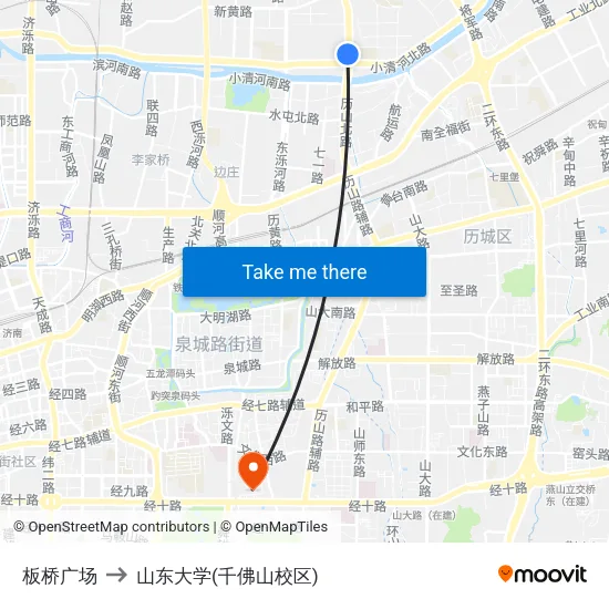板桥广场 to 山东大学(千佛山校区) map