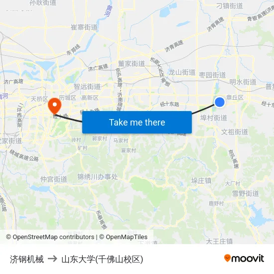 济钢机械 to 山东大学(千佛山校区) map