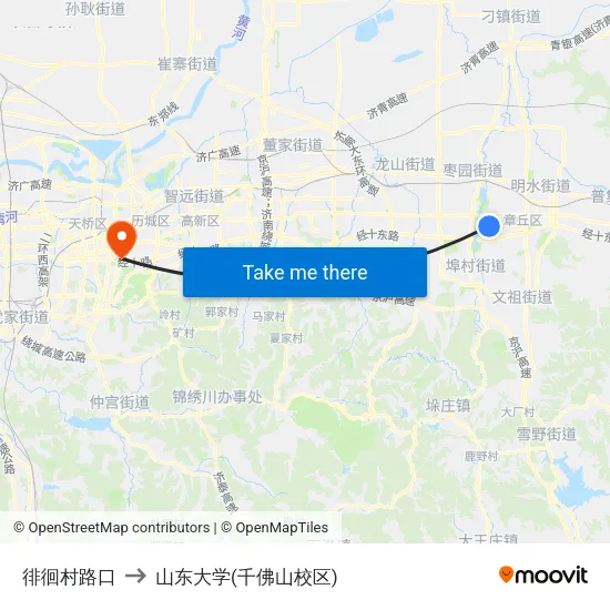 徘徊村路口 to 山东大学(千佛山校区) map