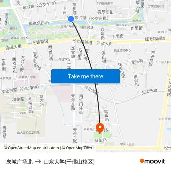 泉城广场北 to 山东大学(千佛山校区) map