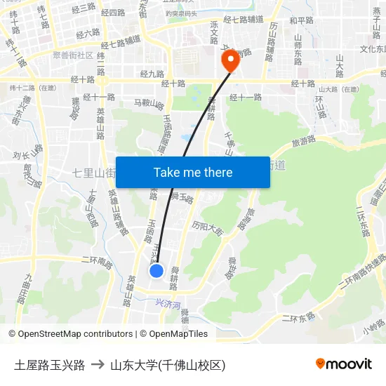 土屋路玉兴路 to 山东大学(千佛山校区) map