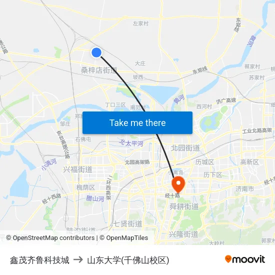鑫茂齐鲁科技城 to 山东大学(千佛山校区) map