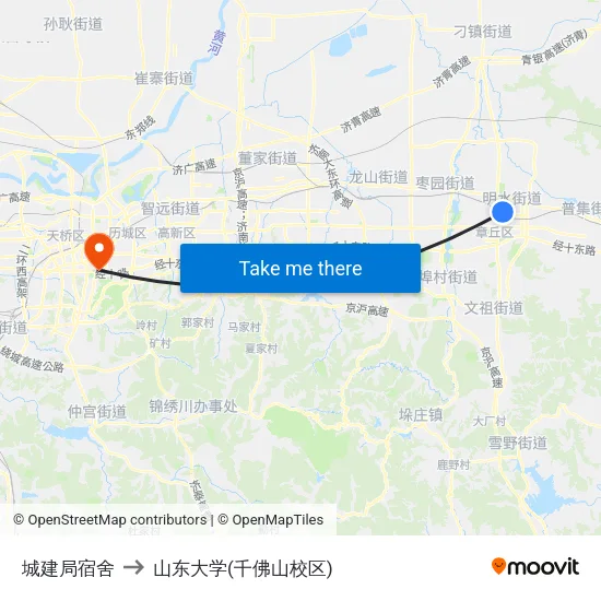 城建局宿舍 to 山东大学(千佛山校区) map