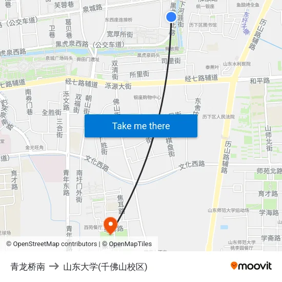 青龙桥南 to 山东大学(千佛山校区) map