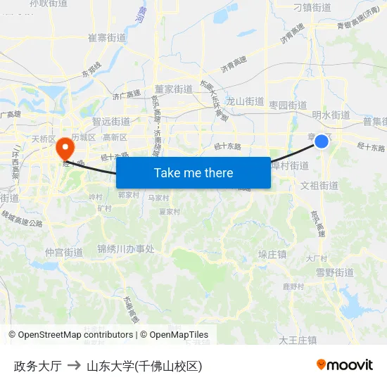 政务大厅 to 山东大学(千佛山校区) map