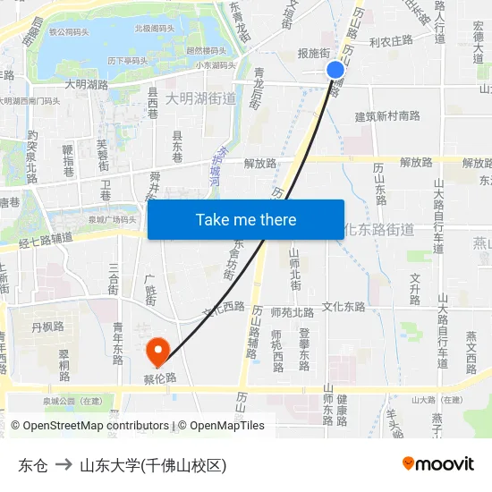 东仓 to 山东大学(千佛山校区) map