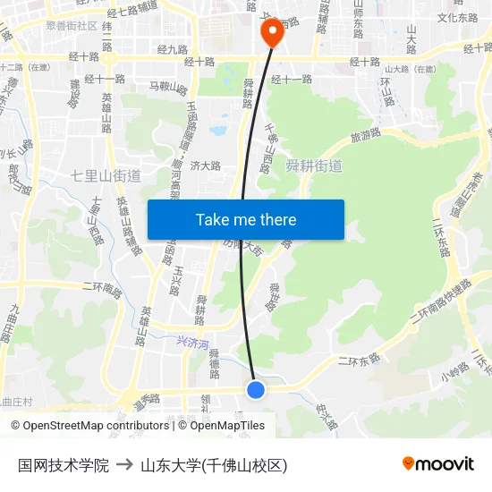 国网技术学院 to 山东大学(千佛山校区) map