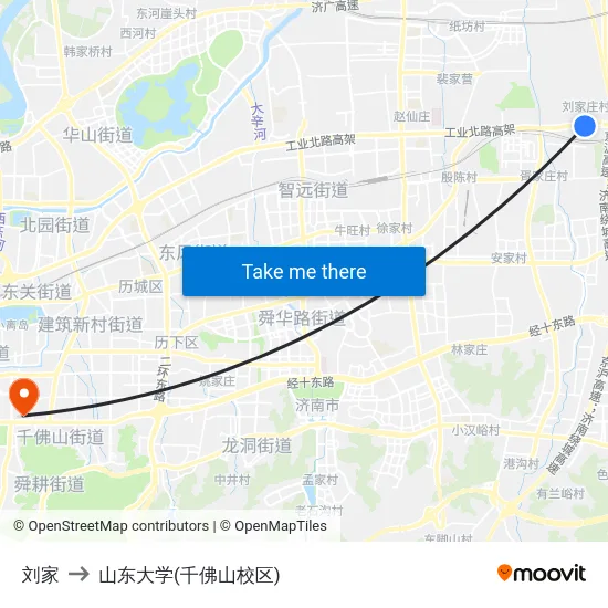 刘家 to 山东大学(千佛山校区) map