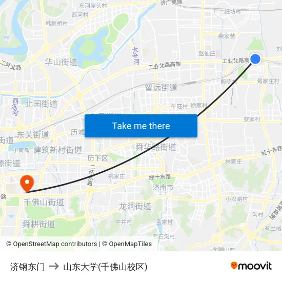 济钢东门 to 山东大学(千佛山校区) map