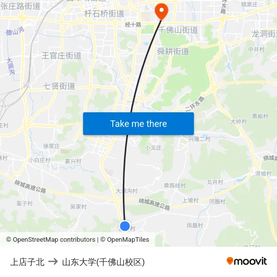 上店子北 to 山东大学(千佛山校区) map