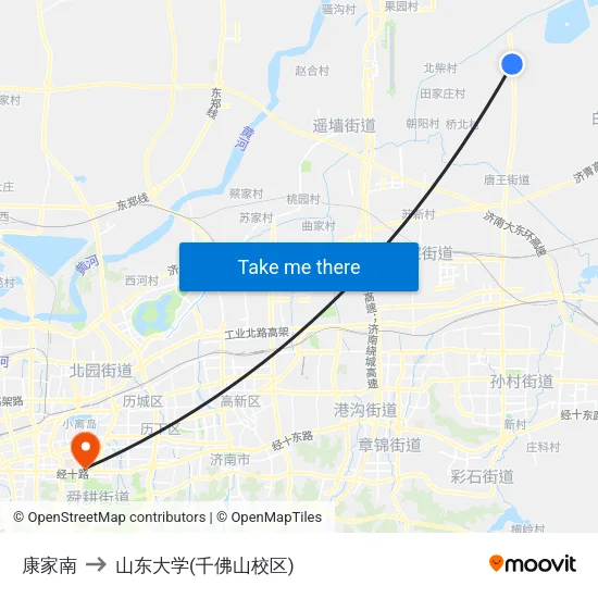康家南 to 山东大学(千佛山校区) map
