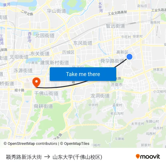 颖秀路新泺大街 to 山东大学(千佛山校区) map