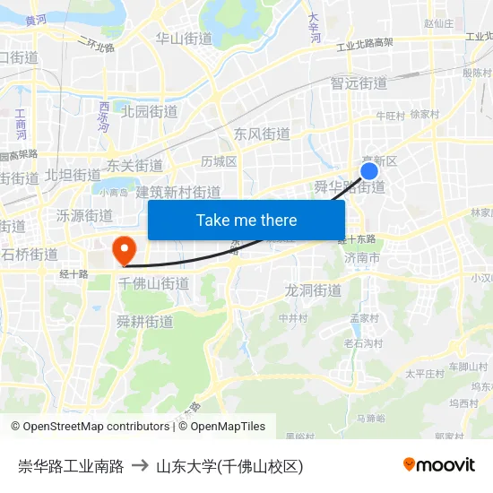 崇华路工业南路 to 山东大学(千佛山校区) map