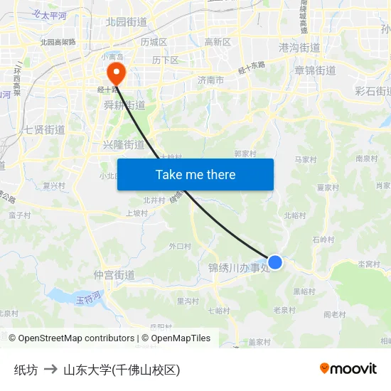 纸坊 to 山东大学(千佛山校区) map
