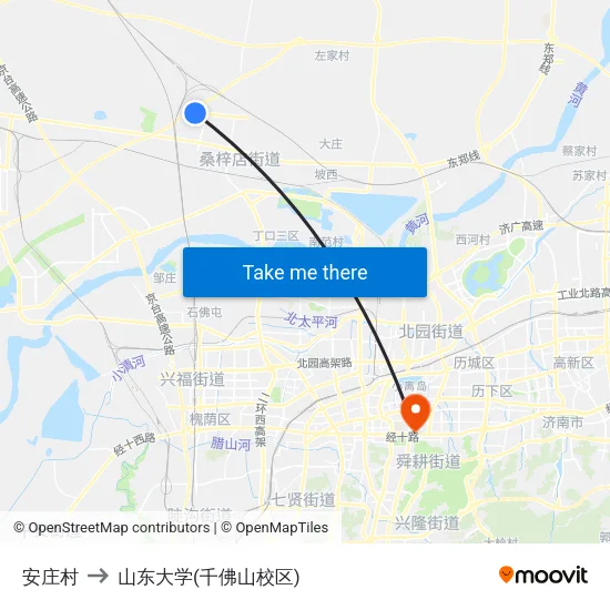 安庄村 to 山东大学(千佛山校区) map