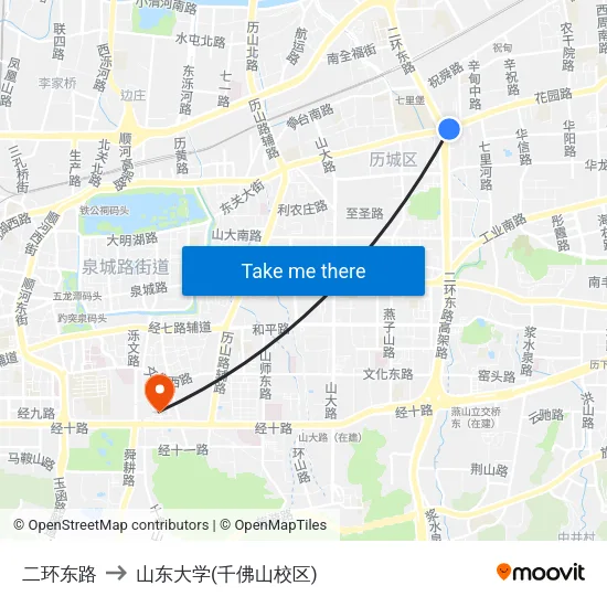 二环东路 to 山东大学(千佛山校区) map