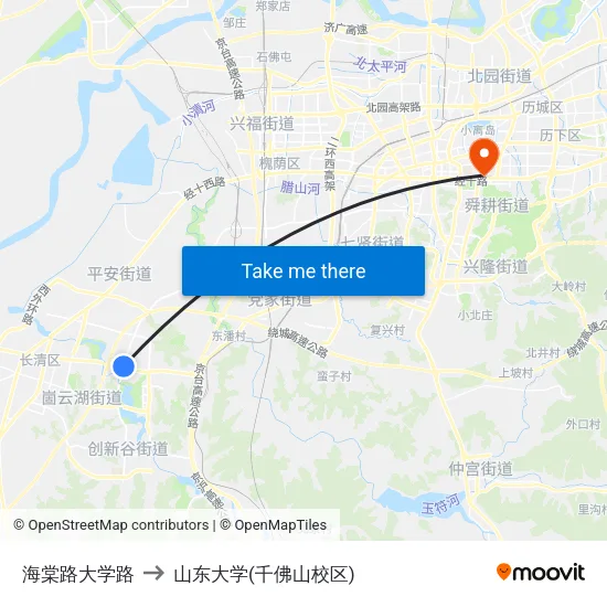 海棠路大学路 to 山东大学(千佛山校区) map