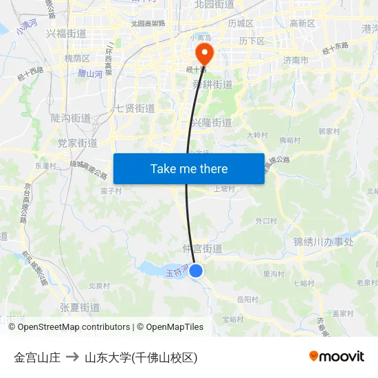 金宫山庄 to 山东大学(千佛山校区) map