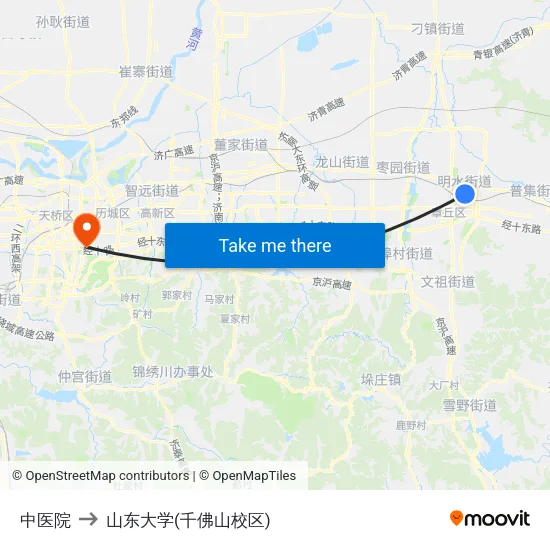 中医院 to 山东大学(千佛山校区) map