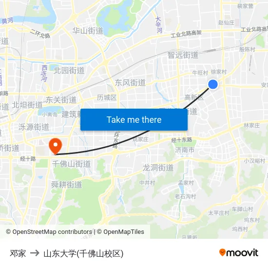 邓家 to 山东大学(千佛山校区) map