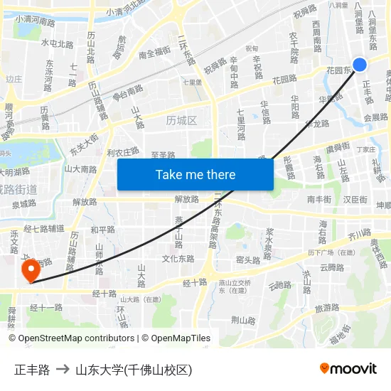 正丰路 to 山东大学(千佛山校区) map