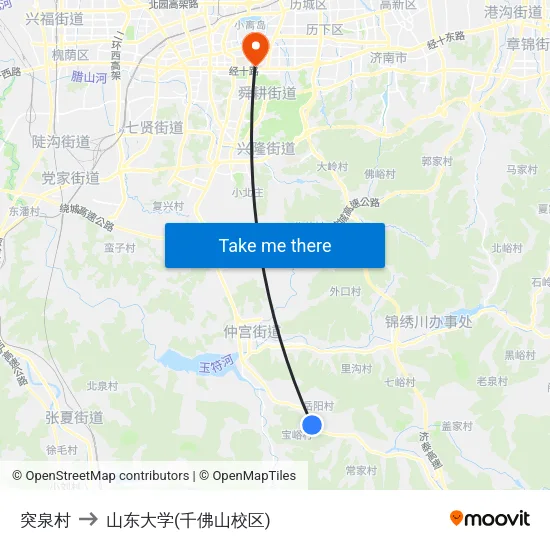 突泉村 to 山东大学(千佛山校区) map
