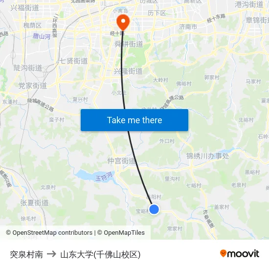 突泉村南 to 山东大学(千佛山校区) map