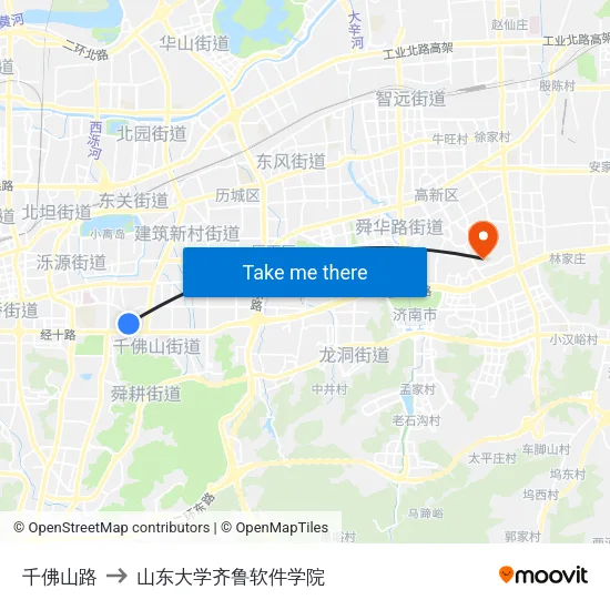 千佛山路 to 山东大学齐鲁软件学院 map