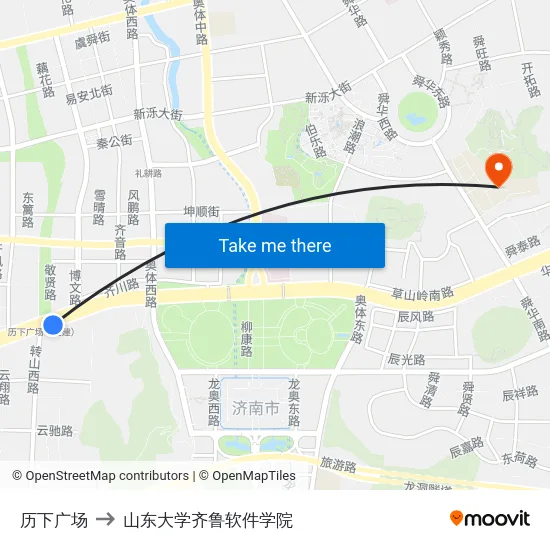 历下广场 to 山东大学齐鲁软件学院 map