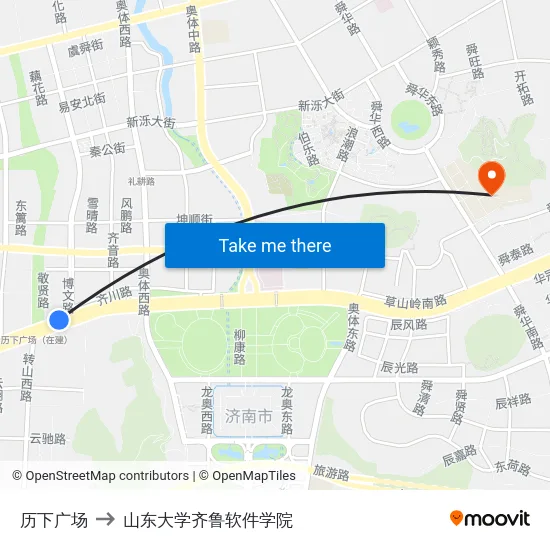 历下广场 to 山东大学齐鲁软件学院 map