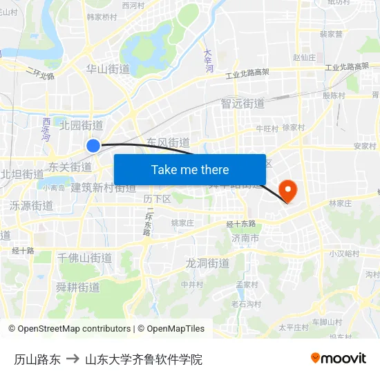 历山路东 to 山东大学齐鲁软件学院 map