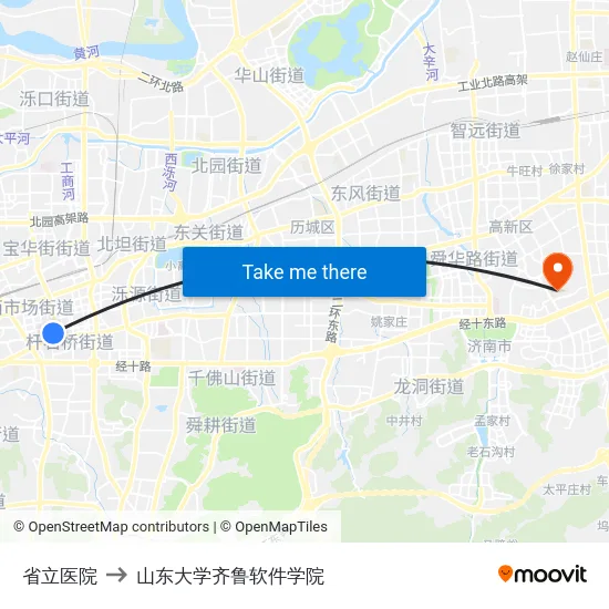 省立医院 to 山东大学齐鲁软件学院 map