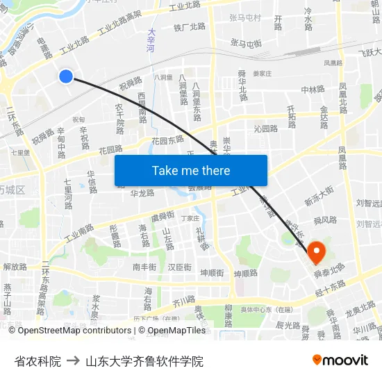 省农科院 to 山东大学齐鲁软件学院 map