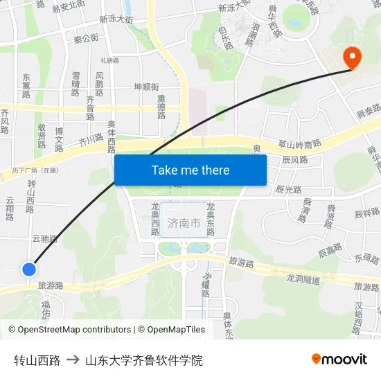 转山西路 to 山东大学齐鲁软件学院 map