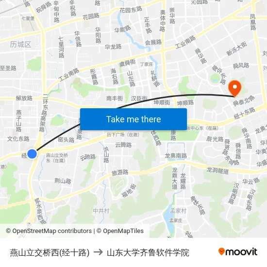 燕山立交桥西(经十路) to 山东大学齐鲁软件学院 map