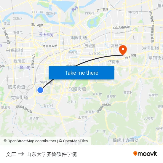 文庄 to 山东大学齐鲁软件学院 map