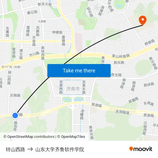 转山西路 to 山东大学齐鲁软件学院 map