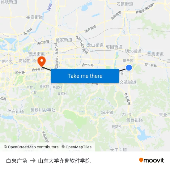 白泉广场 to 山东大学齐鲁软件学院 map