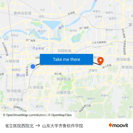 省立医院西院北 to 山东大学齐鲁软件学院 map