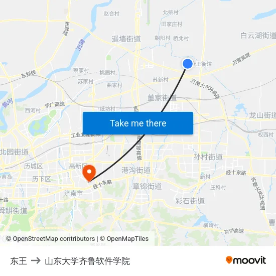 东王 to 山东大学齐鲁软件学院 map