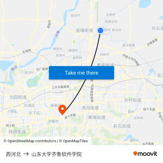 西河北 to 山东大学齐鲁软件学院 map