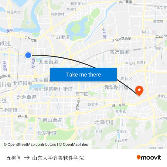 五柳闸 to 山东大学齐鲁软件学院 map
