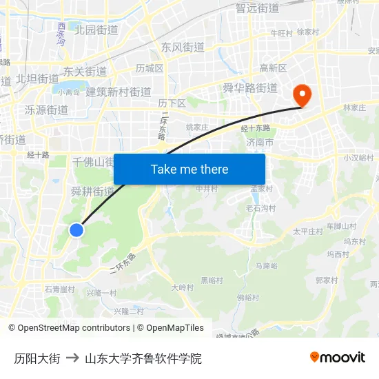 历阳大街 to 山东大学齐鲁软件学院 map